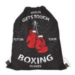 Put On Your Boxing Gloves Print Drawstring Bag