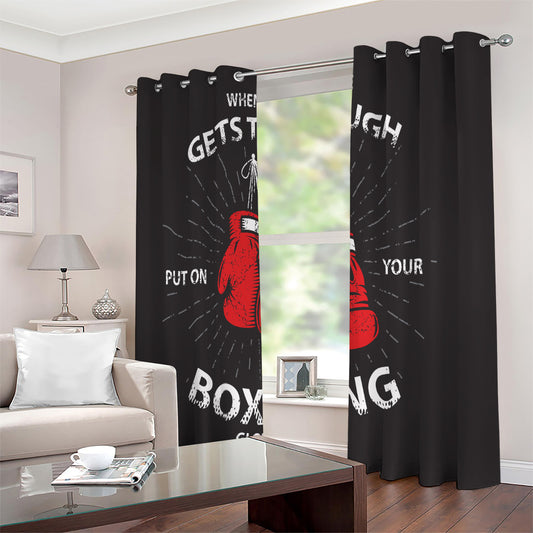 Put On Your Boxing Gloves Print Extra Wide Grommet Curtains