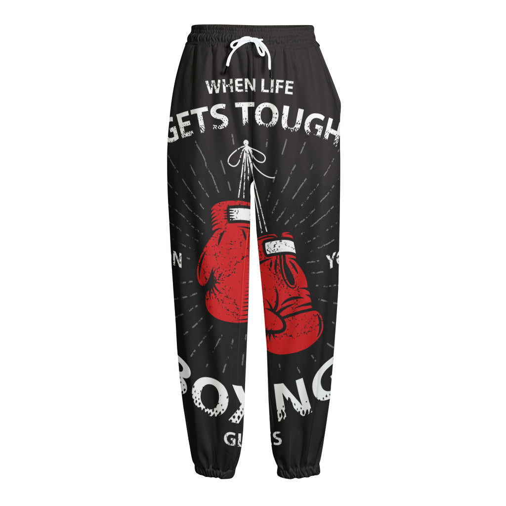 Put On Your Boxing Gloves Print Fleece Lined Knit Pants