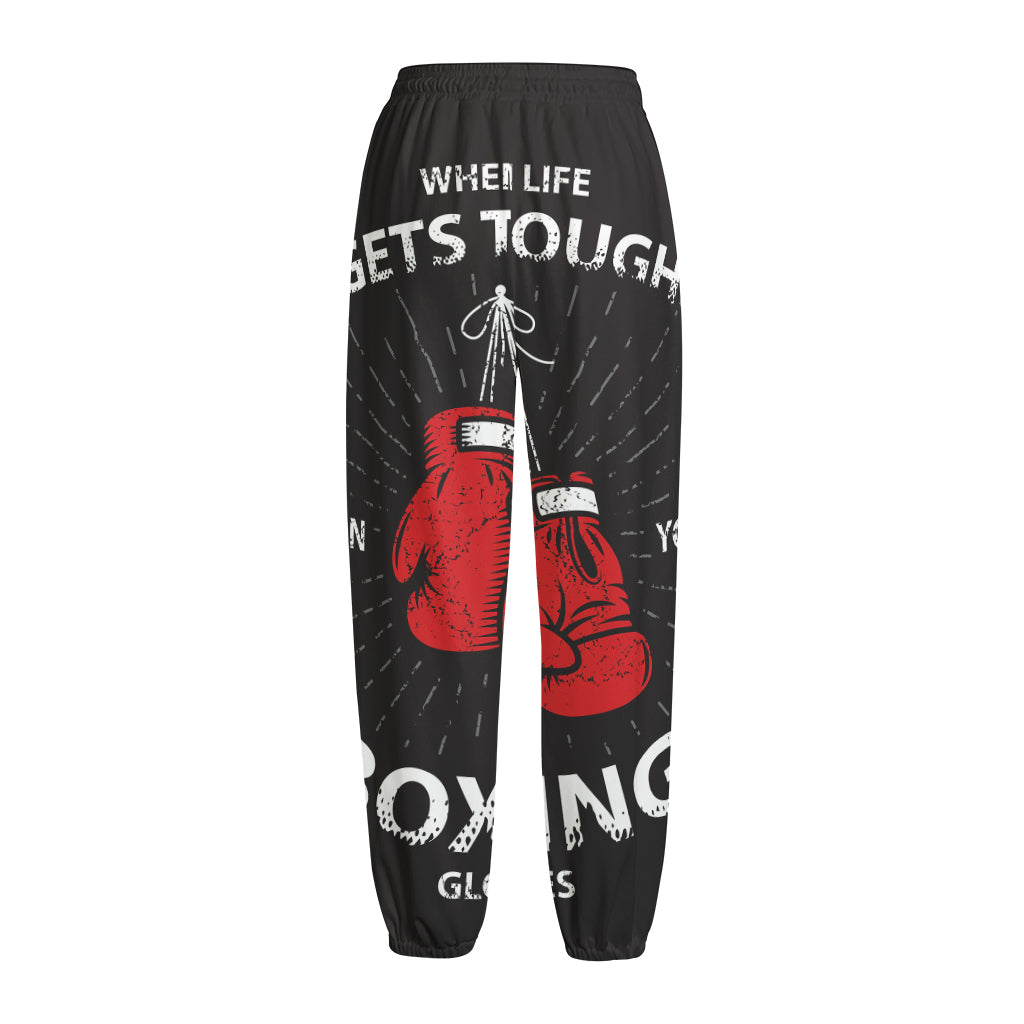Put On Your Boxing Gloves Print Fleece Lined Knit Pants