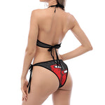 Put On Your Boxing Gloves Print Halter Scoop Tie Side Bikini