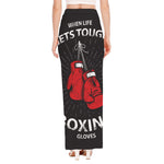 Put On Your Boxing Gloves Print High Slit Maxi Skirt