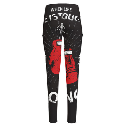 Put On Your Boxing Gloves Print High-Waisted Pocket Leggings