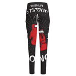 Put On Your Boxing Gloves Print High-Waisted Pocket Leggings