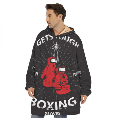 Put On Your Boxing Gloves Print Hoodie Blanket