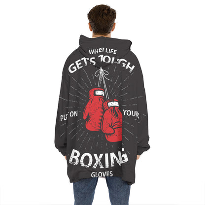 Put On Your Boxing Gloves Print Hoodie Blanket