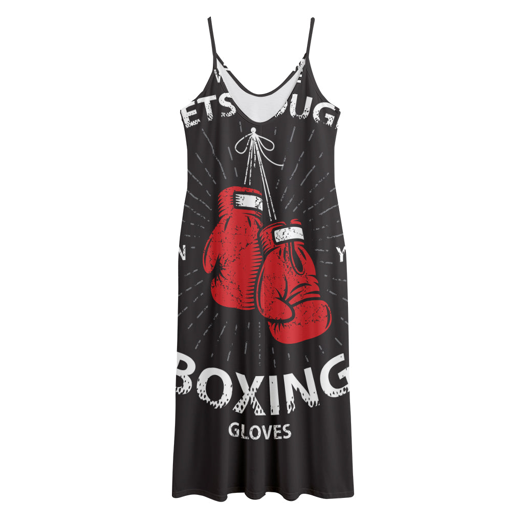 Put On Your Boxing Gloves Print Jersey Midi Cami Dress