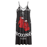 Put On Your Boxing Gloves Print Jersey Midi Cami Dress