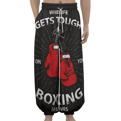Put On Your Boxing Gloves Print Lantern Pants