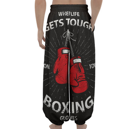 Put On Your Boxing Gloves Print Lantern Pants