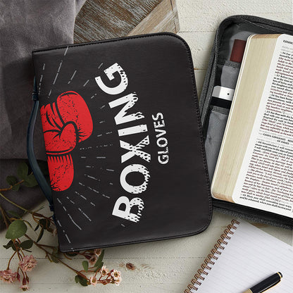 Put On Your Boxing Gloves Print Leather Bible Cover