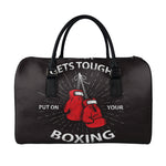 Put On Your Boxing Gloves Print Leather Duffle Bag