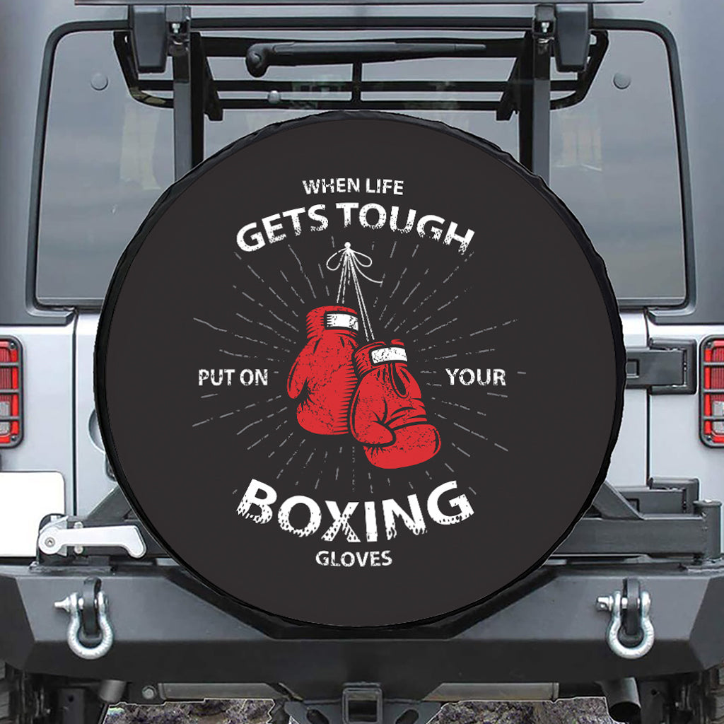 Put On Your Boxing Gloves Print Leather Spare Tire Cover