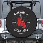 Put On Your Boxing Gloves Print Leather Spare Tire Cover