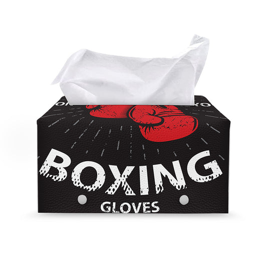 Put On Your Boxing Gloves Print Leather Tissue Box Cover