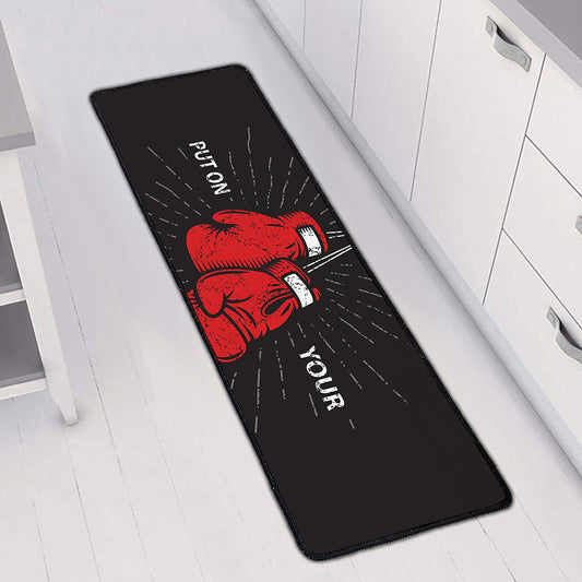 Put On Your Boxing Gloves Print Long Kitchen Mat