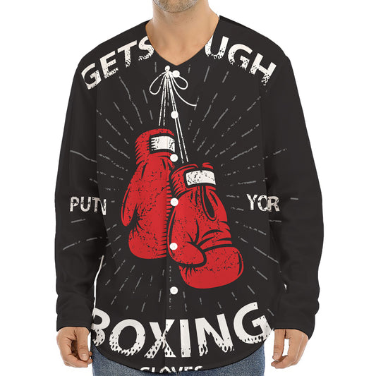 Put On Your Boxing Gloves Print Long Sleeve Baseball Jersey