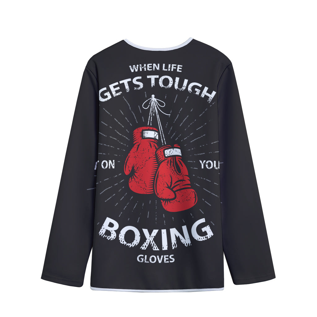 Put On Your Boxing Gloves Print Long Sleeve Short Coat