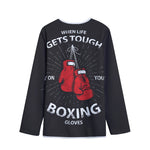 Put On Your Boxing Gloves Print Long Sleeve Short Coat
