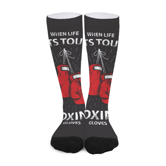 Put On Your Boxing Gloves Print Long Socks