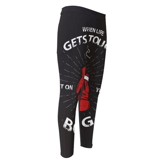 Put On Your Boxing Gloves Print Men's Compression Pants