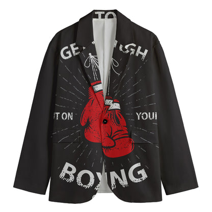 Put On Your Boxing Gloves Print Men's Cotton Blazer