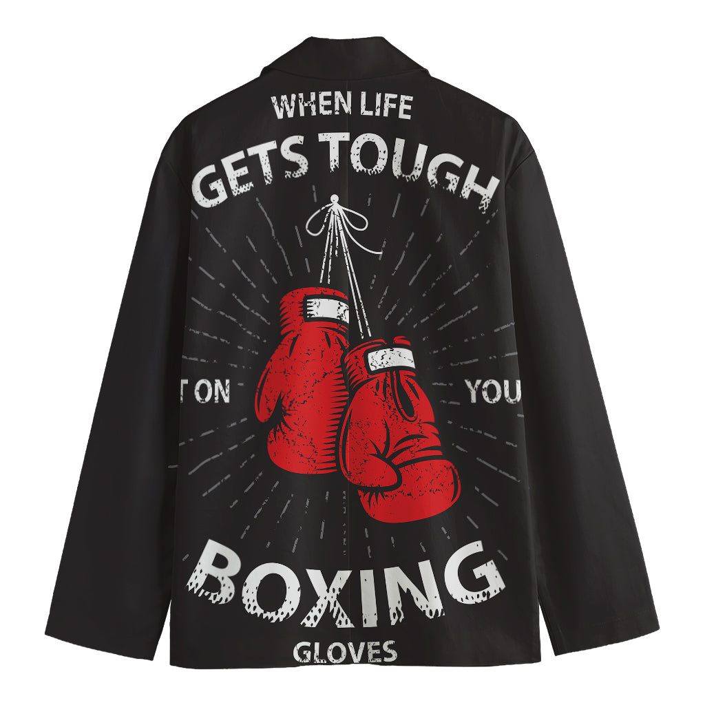 Put On Your Boxing Gloves Print Men's Cotton Blazer