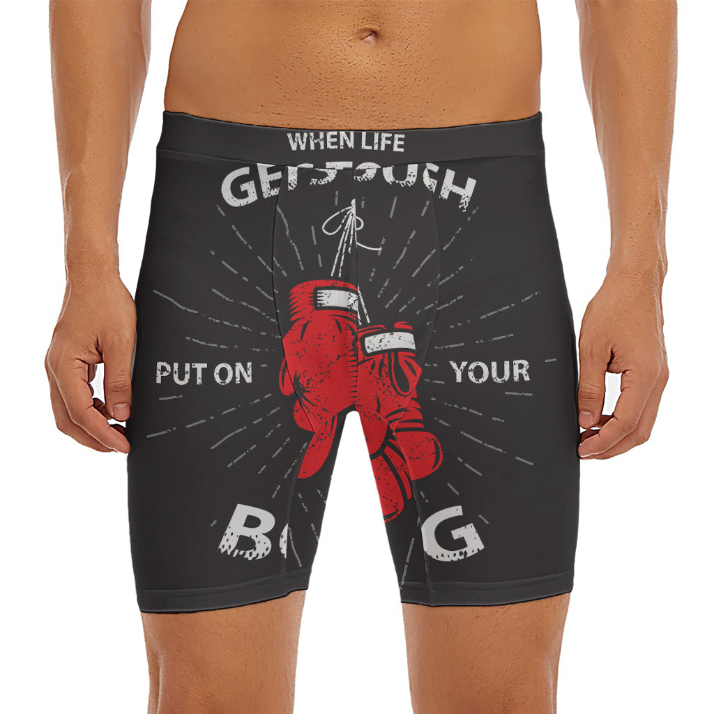 Put On Your Boxing Gloves Print Men's Long Boxer Briefs