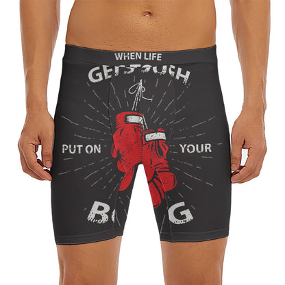 Put On Your Boxing Gloves Print Men's Long Boxer Briefs