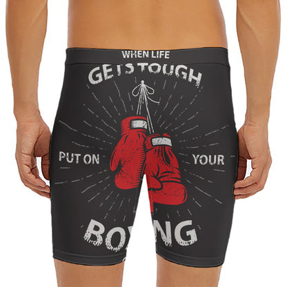 Put On Your Boxing Gloves Print Men's Long Boxer Briefs