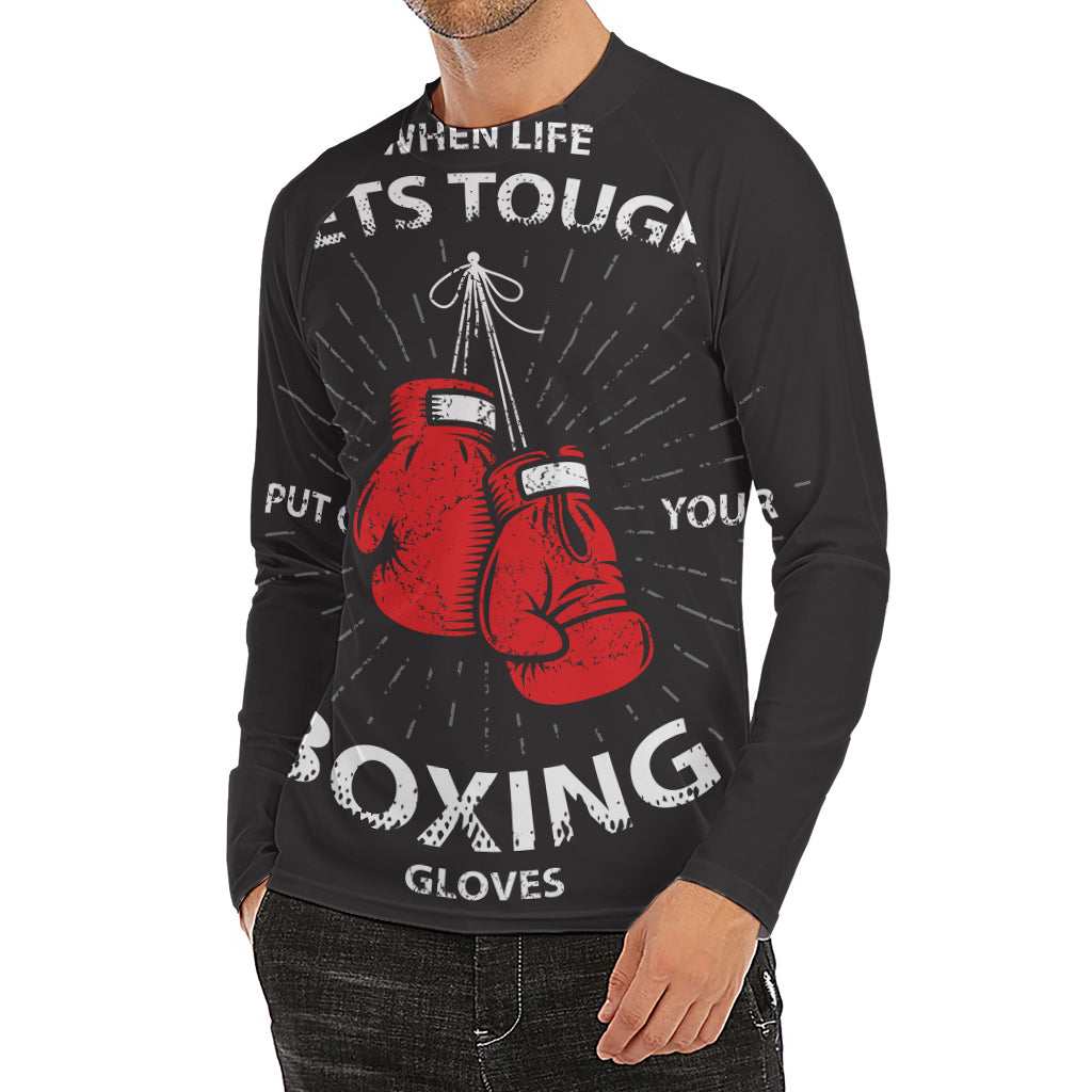 Put On Your Boxing Gloves Print Men's Long Sleeve Rash Guard