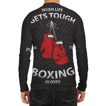 Put On Your Boxing Gloves Print Men's Long Sleeve Rash Guard