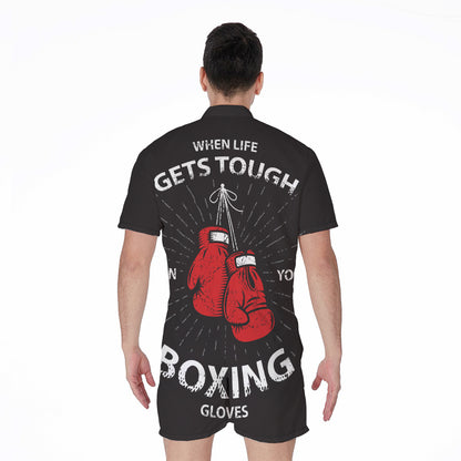 Put On Your Boxing Gloves Print Men's Rompers