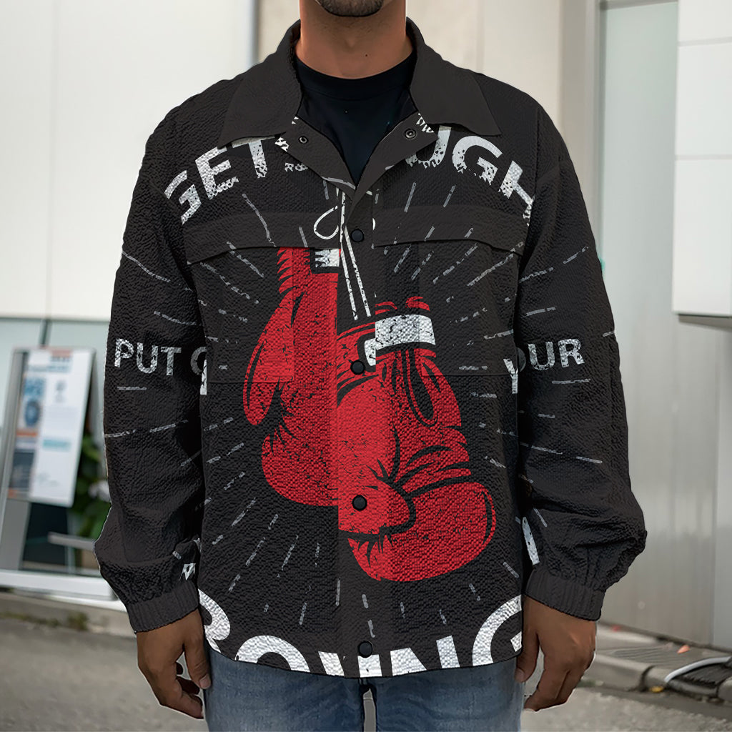 Put On Your Boxing Gloves Print Men's Shirt Jacket