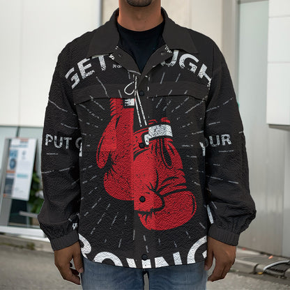 Put On Your Boxing Gloves Print Men's Shirt Jacket