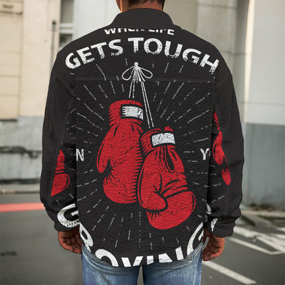 Put On Your Boxing Gloves Print Men's Shirt Jacket