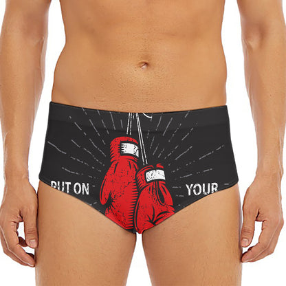Put On Your Boxing Gloves Print Men's Triangle Swim Briefs