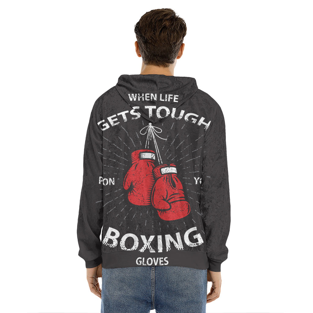 Put On Your Boxing Gloves Print Men's Velvet Pullover Hoodie