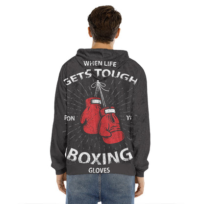 Put On Your Boxing Gloves Print Men's Velvet Pullover Hoodie