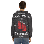 Put On Your Boxing Gloves Print Men's Velvet Pullover Hoodie