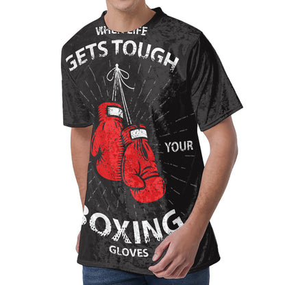 Put On Your Boxing Gloves Print Men's Velvet T-Shirt