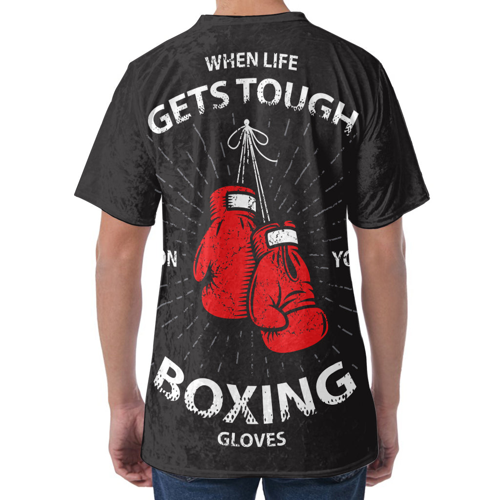 Put On Your Boxing Gloves Print Men's Velvet T-Shirt