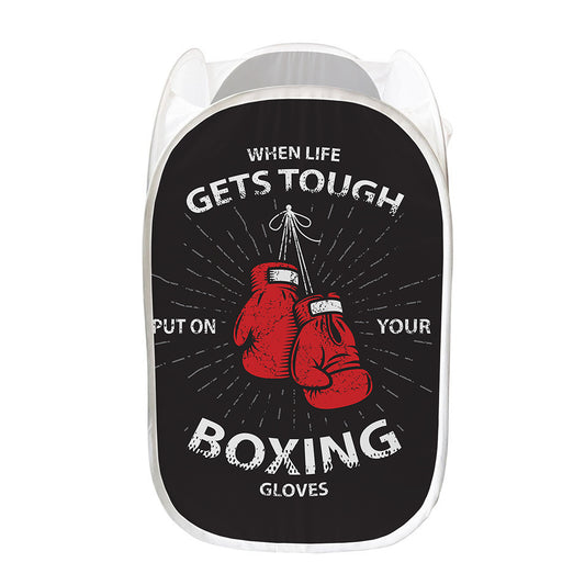 Put On Your Boxing Gloves Print Mesh Laundry Hamper