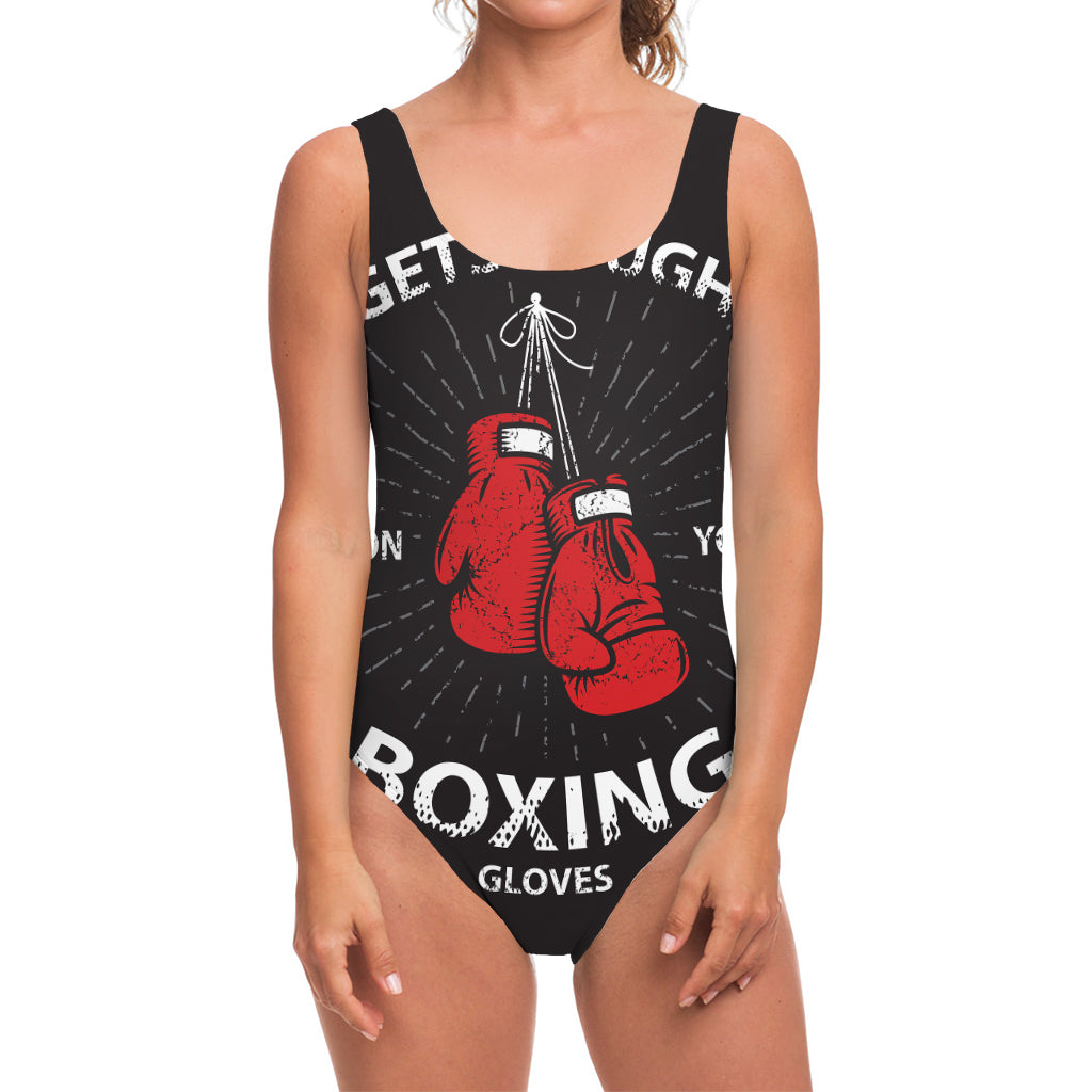 Put On Your Boxing Gloves Print One Piece Swimsuit