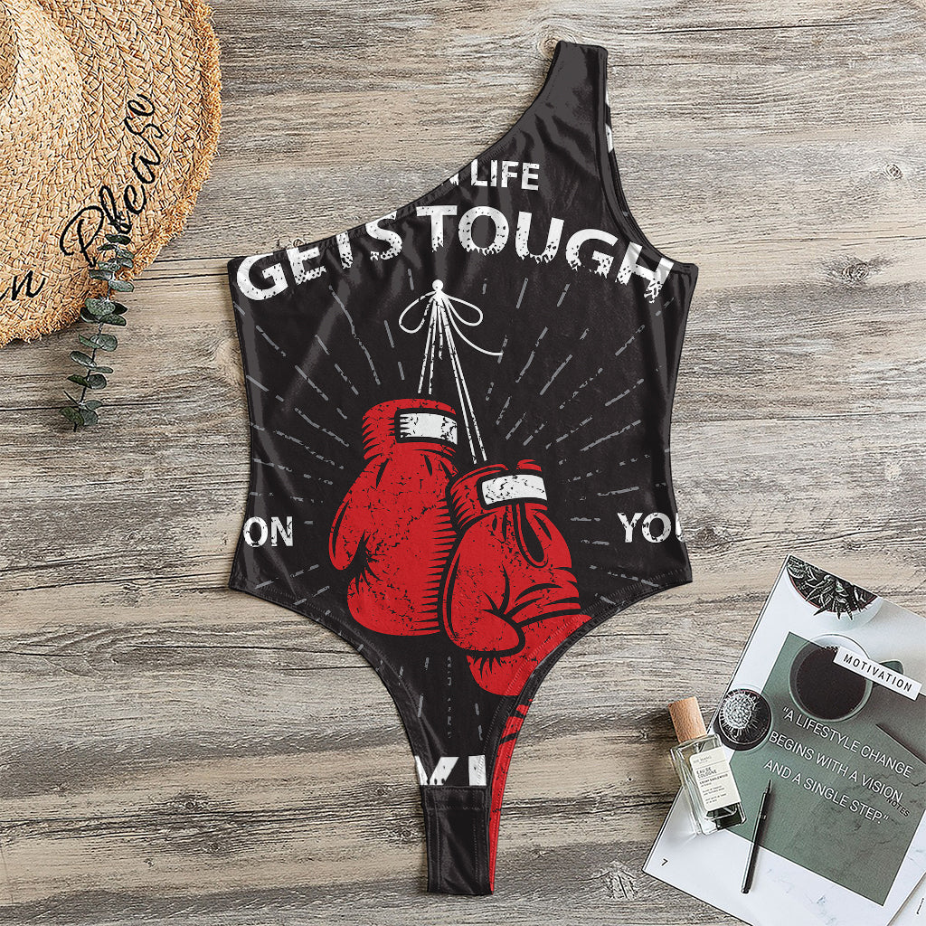 Put On Your Boxing Gloves Print One Shoulder Bodysuit