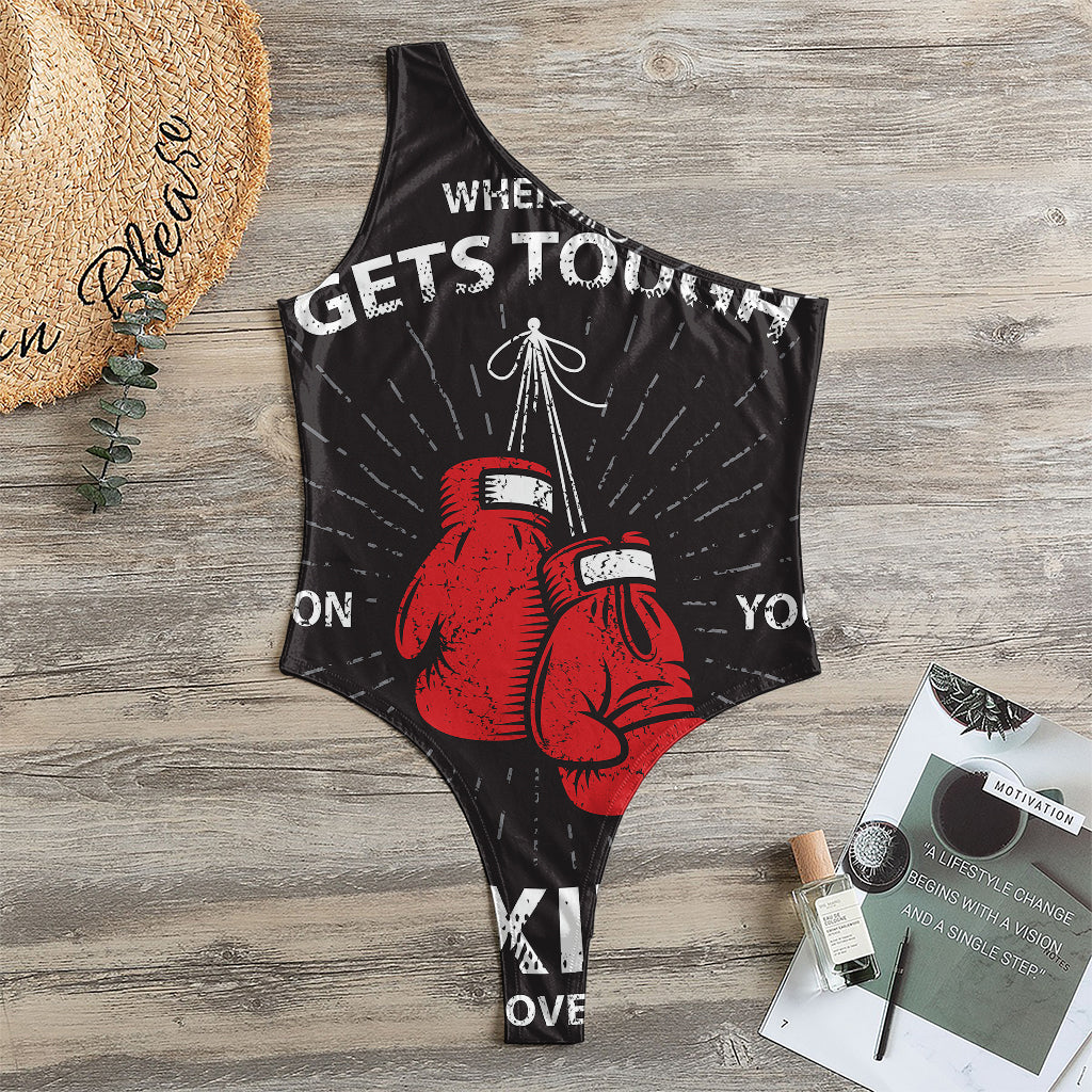 Put On Your Boxing Gloves Print One Shoulder Bodysuit