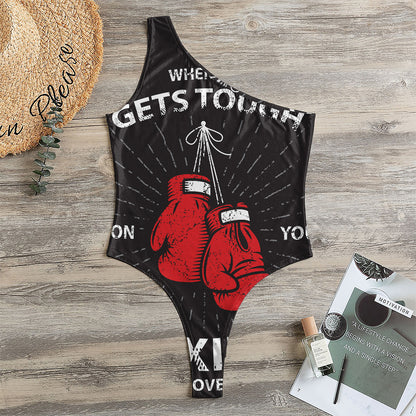 Put On Your Boxing Gloves Print One Shoulder Bodysuit
