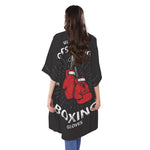 Put On Your Boxing Gloves Print Open Front Beach Cover Up