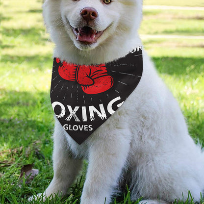 Put On Your Boxing Gloves Print Over The Collar Dog Bandana