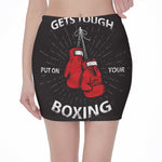Put On Your Boxing Gloves Print Pencil Mini Skirt
